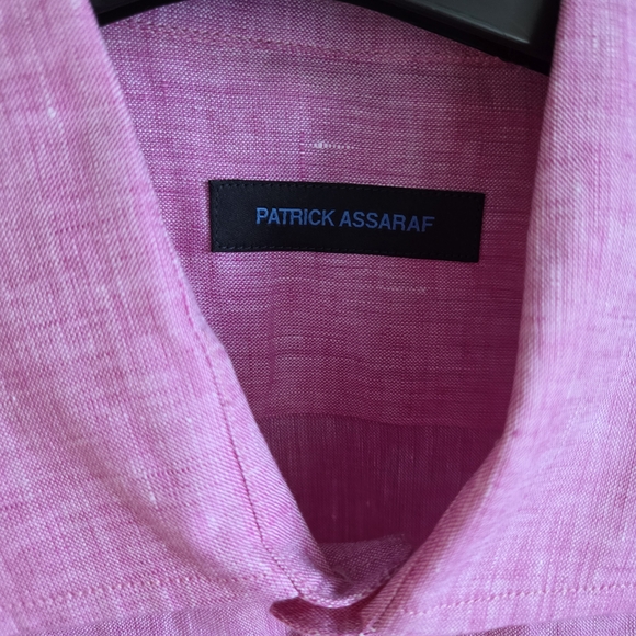 NWT Linen Patrick Assaraf Mauvey Pink Short Sleeve Shirt Harry Rosen M - Picture 3 of 12